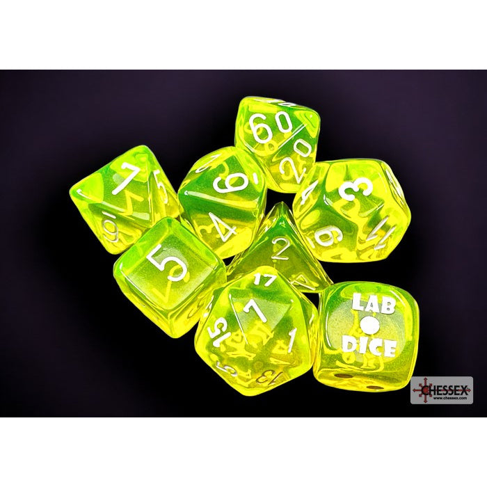 Chessex Translucent Polyhedral Neon Yellow/white 7-Die Set