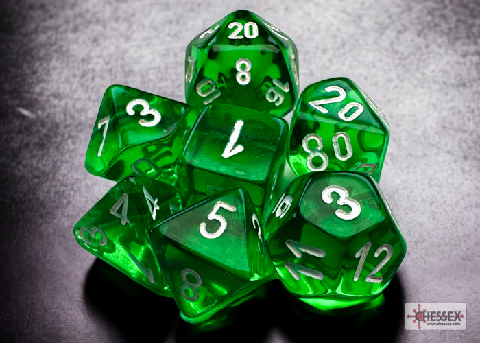 Chessex Transparent Mini-Polyhedral Green/white