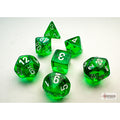 Chessex Translucent Mini-hedral Green/white 7-Die Set