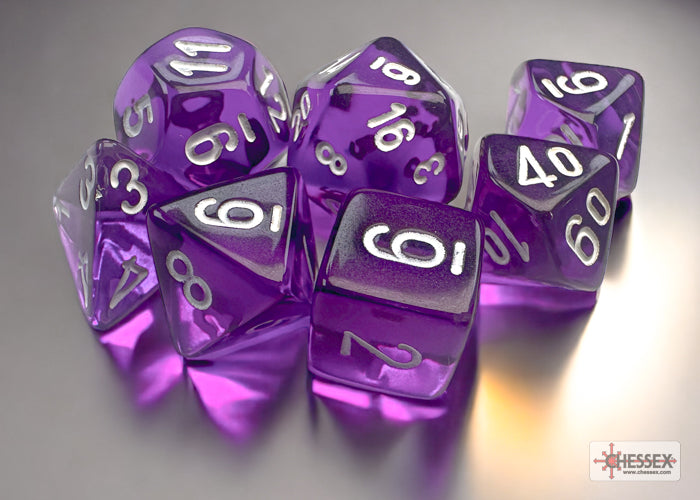 Chessex Transparent Mini-Polyhedral Purple/white