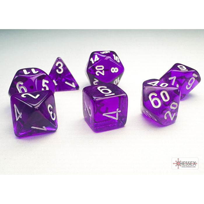 Chessex Translucent Mini-hedral Purple/white 7-Die Set