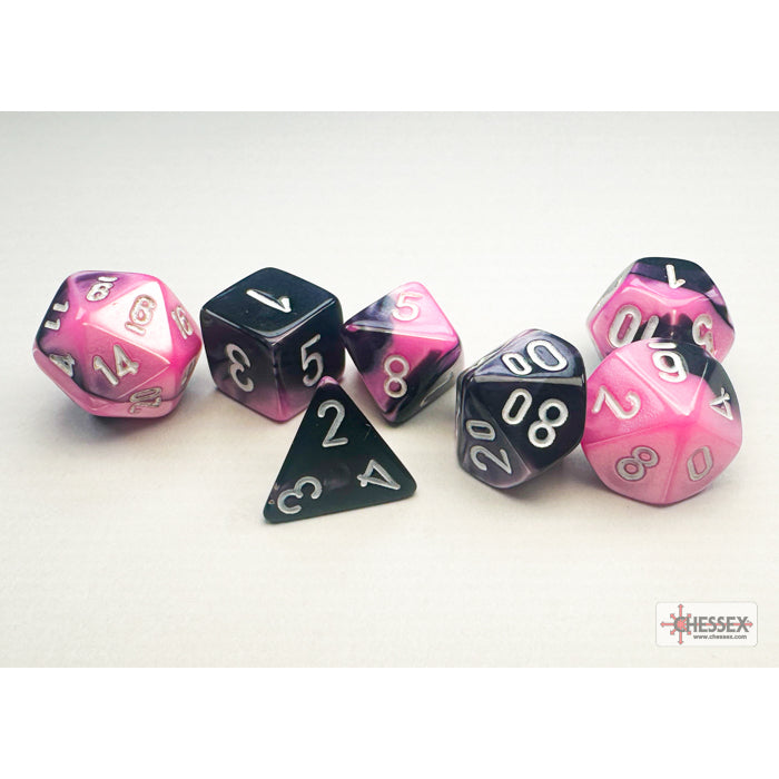 Chessex Gemini Mini-hedral Black-Pink/white 7-Die Set