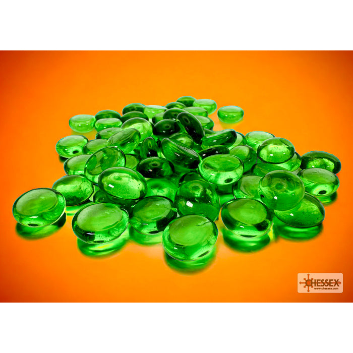 Chessex Translucent Green Glass Stones Qty 40 or more in 5 1/2"