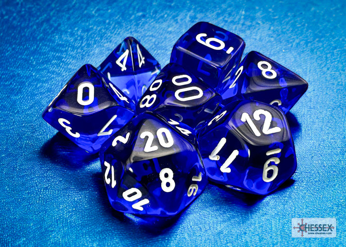Chessex Transparent Mini-Polyhedral Blue/white 7