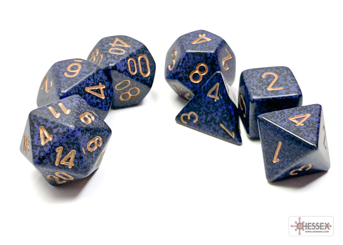 Chessex Golden Cobalt Speckled Polyhedral 7-Die