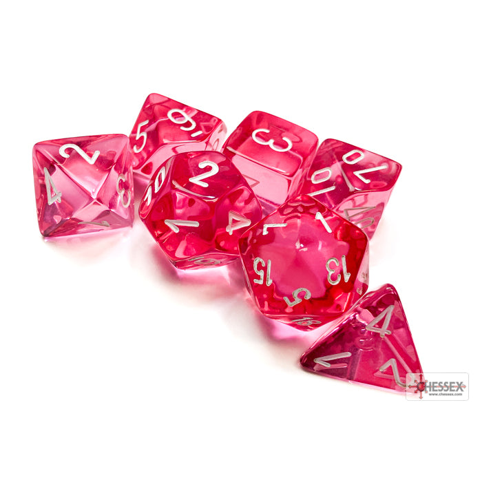 Chessex Translucent Polyhedral Pink/white 7-Die Set