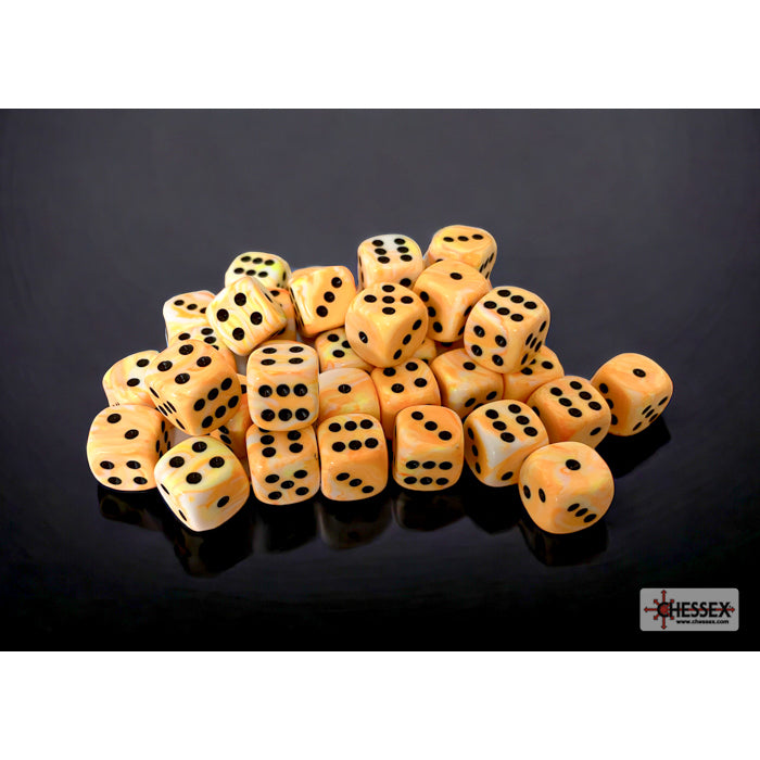 Chessex Festive 12mm d6 w/pips Sunburst/black Dice Block