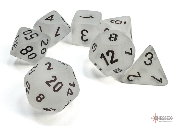 Chessex Frosted Clear w/black Classic Polyhedral