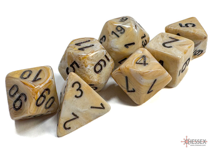 Chessex Marble Ivory w/black Classic Polyhedral