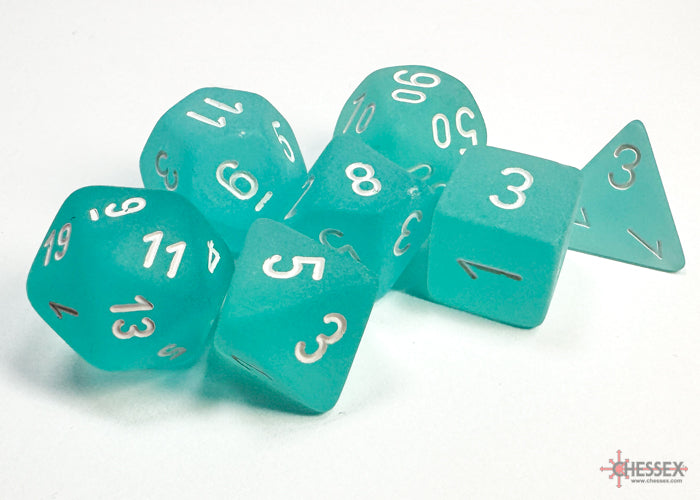 Chessex Frosted Teal w/white Classic Polyhedral