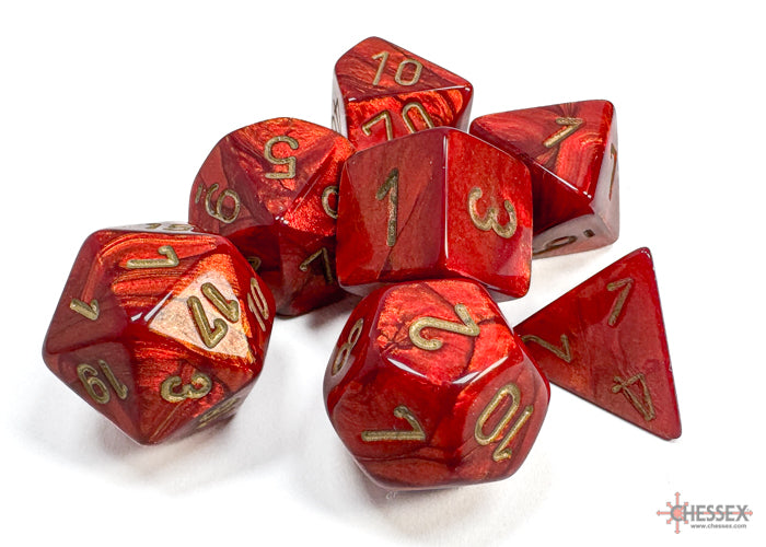 Chessex Scarab Scarlet w/gold Signature Polyhedr