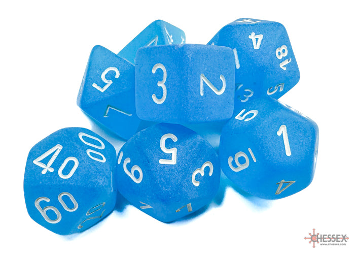Chessex Frosted Caribbean Blue w/wht Classic Pol