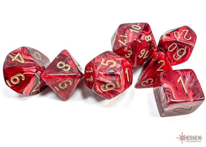 Chessex Vortex Burgundy w/gold Classic Polyhedra