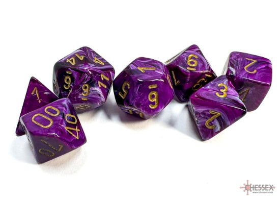 Chessex Vortex Purple w/gold Classic Polyhedral