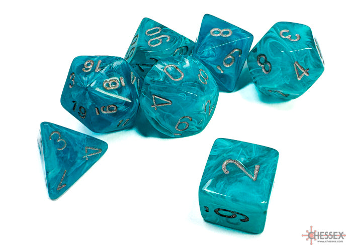 Chessex Cirrus Aqua w/silver Classic Polyhedral