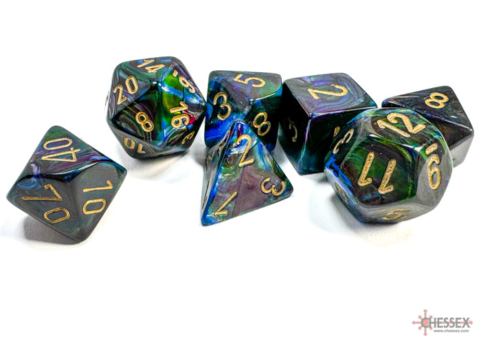 Chessex Lustrous Shadow w/gold Signature Polyhed