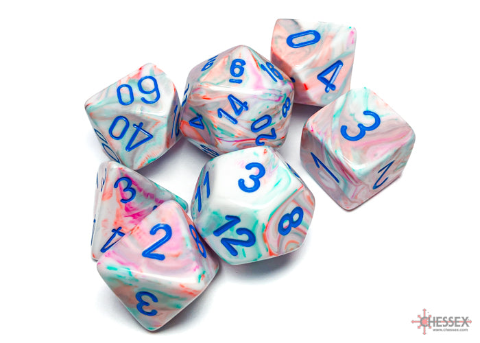 Chessex Festive Pop Art w/blue Signature Polyhed