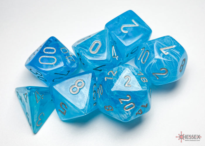 Chessex Luminary Sky w/silver Signature Polyhedr