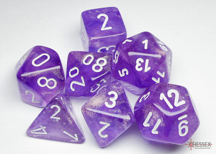 Chessex Borealis Purple w/white Signature Polyhe