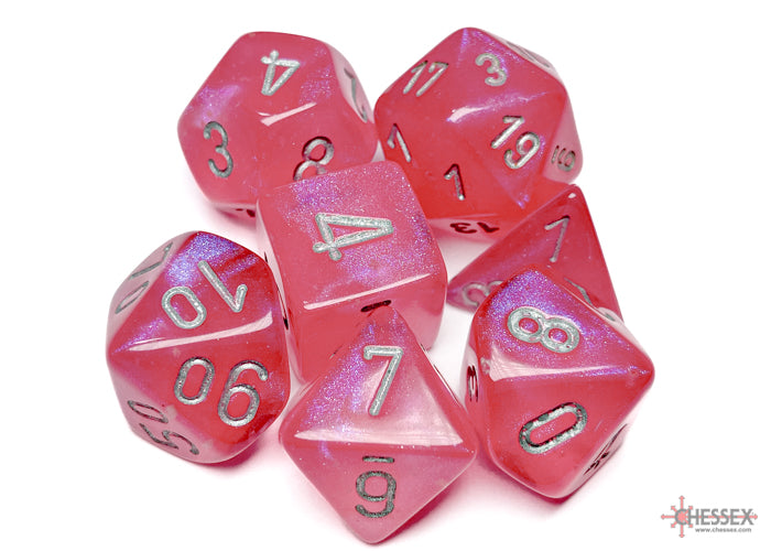 Chessex Borealis Pink w/silver Signature Polyhed