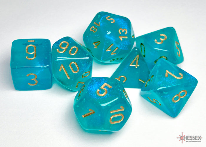 Chessex Borealis Teal w/gold Signature Polyhedra