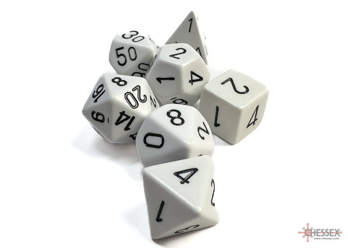 Chessex White w/black Opaque Polyhedral 7-Die Se