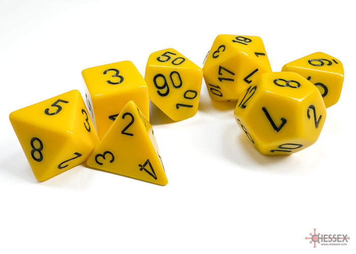 Chessex Yellow w/black Opaque Polyhedral 7-Die S