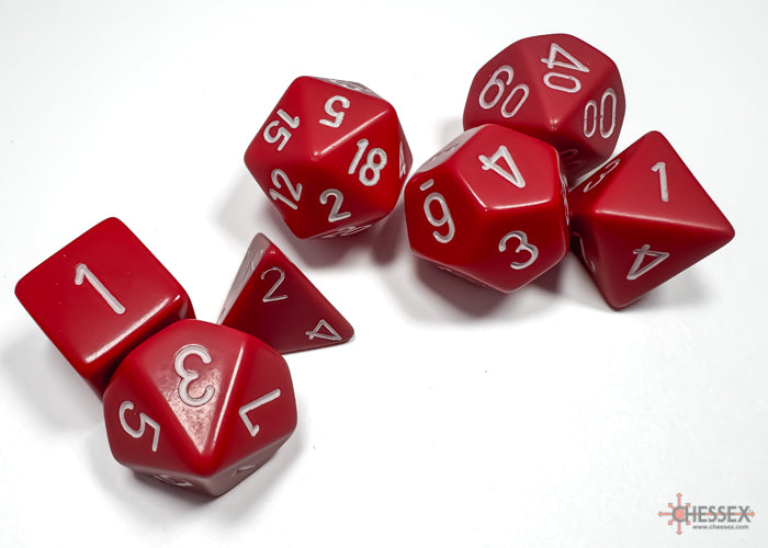 Chessex Red w/white Opaque Polyhedral 7-Die Set