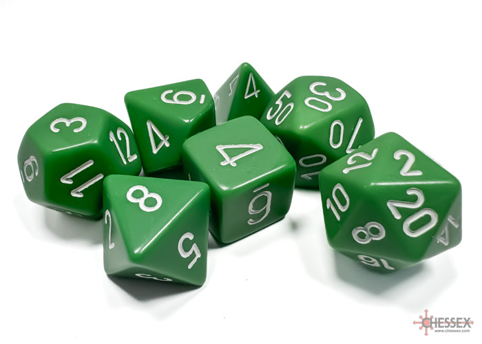 Chessex Green w/white Opaque Polyhedral 7-Die Se