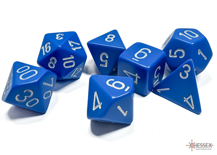 Chessex Blue w/white Opaque Polyhedral 7-Die Set