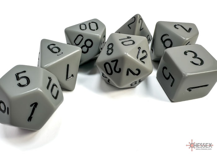 Chessex Grey w/black Opaque Polyhedral 7-Die Set