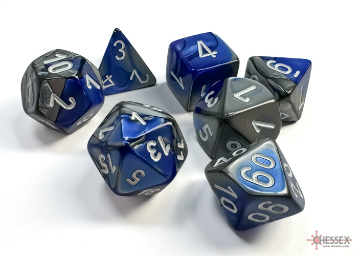 Chessex Gemini Blue-Orange w/white Classic Polyh