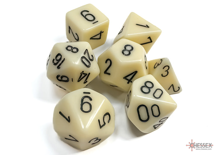 Chessex Ivory w/black Opaque Polyhedral 7-Die Se