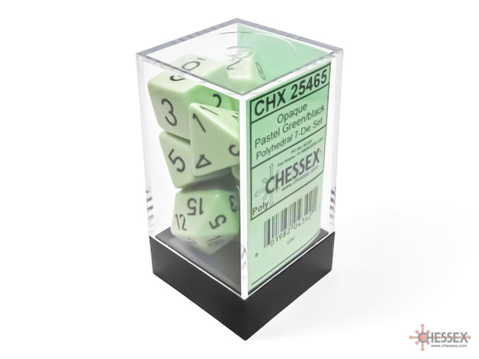 Chessex Opaque Polyhedral Pastel Green/black 7-Die Set