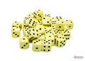 Chessex Opaque 12mm d6 Pastel Yellow/black Dice Block (36 dice)
