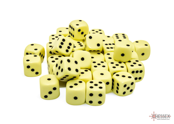 Chessex Opaque 12mm d6 Pastel Yellow/black Dice Block (36 dice)