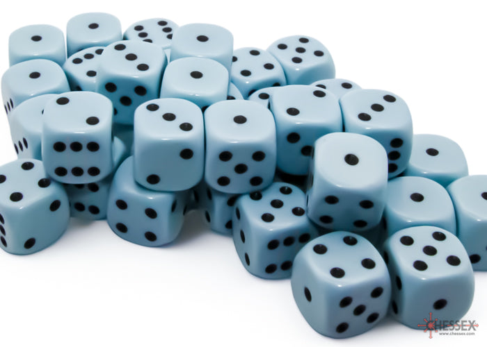 Chessex Opaque 12mm d6 Pastel Blue/black Dice Block (36 dice)