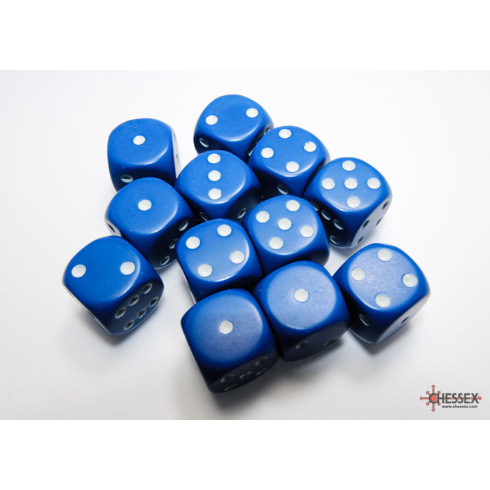 Chessex Opaque 16mm d6 Blue/white Dice Block (12 dice)