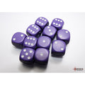 Chessex Opaque 16mm d6 Purple/white Dice Block (12 dice)