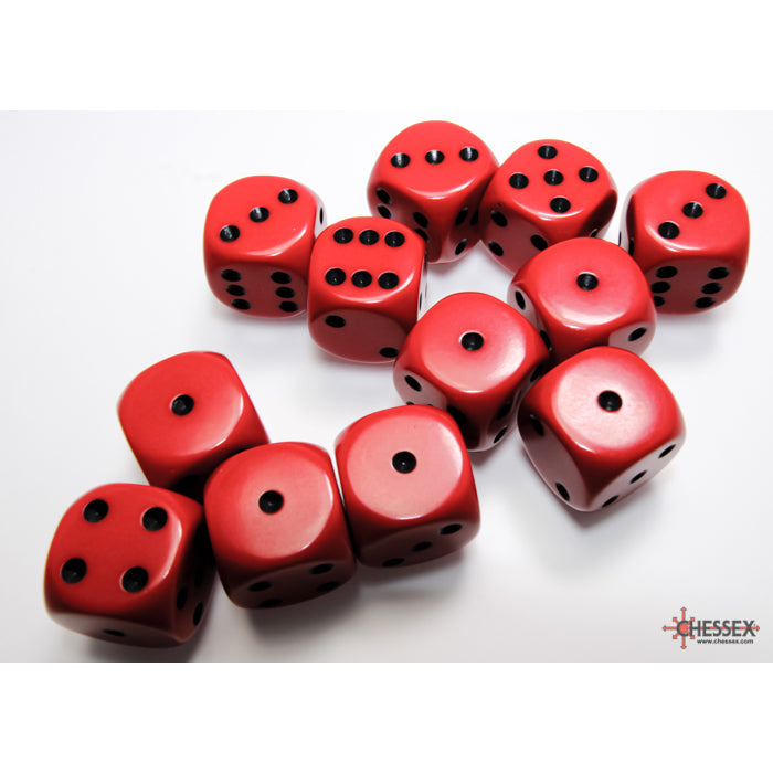 Chessex Opaque 16mm d6 Red/black Dice Block (12 dice)