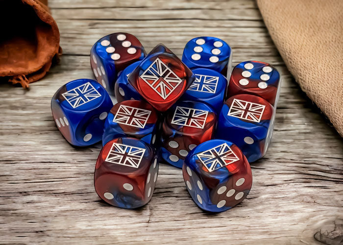 Chessex Great Britain War Dice Gemini Blue-Red/white 16mm d6