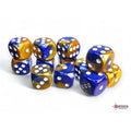 Chessex Gemini 16mm d6 Blue-Gold/white Dice Block (12 dice)