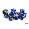 Chessex Gemini 16mm d6 Blue-Steel/white Dice Block (12 dice)