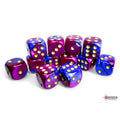 Chessex Gemini 16mm d6 Blue-Purple/gold Dice Block (12 dice)