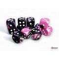 Chessex Gemini 16mm d6 Black-Pink/white Dice Block (12 dice)
