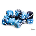 Chessex Gemini 16mm d6 Black-Shell/white Dice Block (12 dice)
