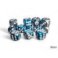 Chessex Gemini 16mm d6 Steel-Teal/white Dice Block (12 dice)