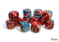 Chessex Gemini 16mm d6 Red-Teal/gold Dice Block (12 dice)