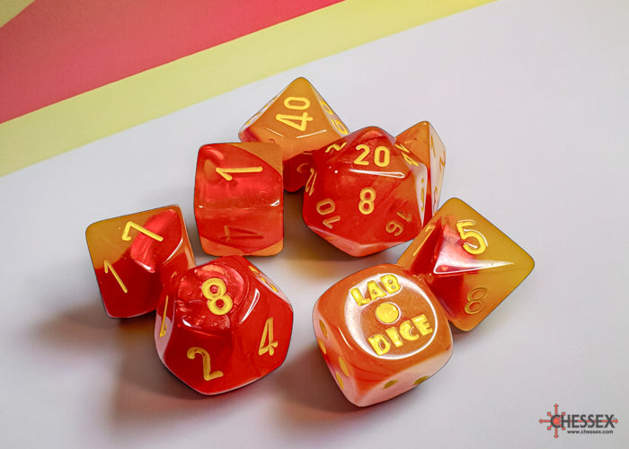 Chessex Gemini Polyhedral Gellow-Red/yellow Luminary 7-Die Set