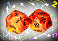 Chessex CHXXVUD03 Vortex Orange/Black Spindown D20 (Single Dice) (9250468692205)